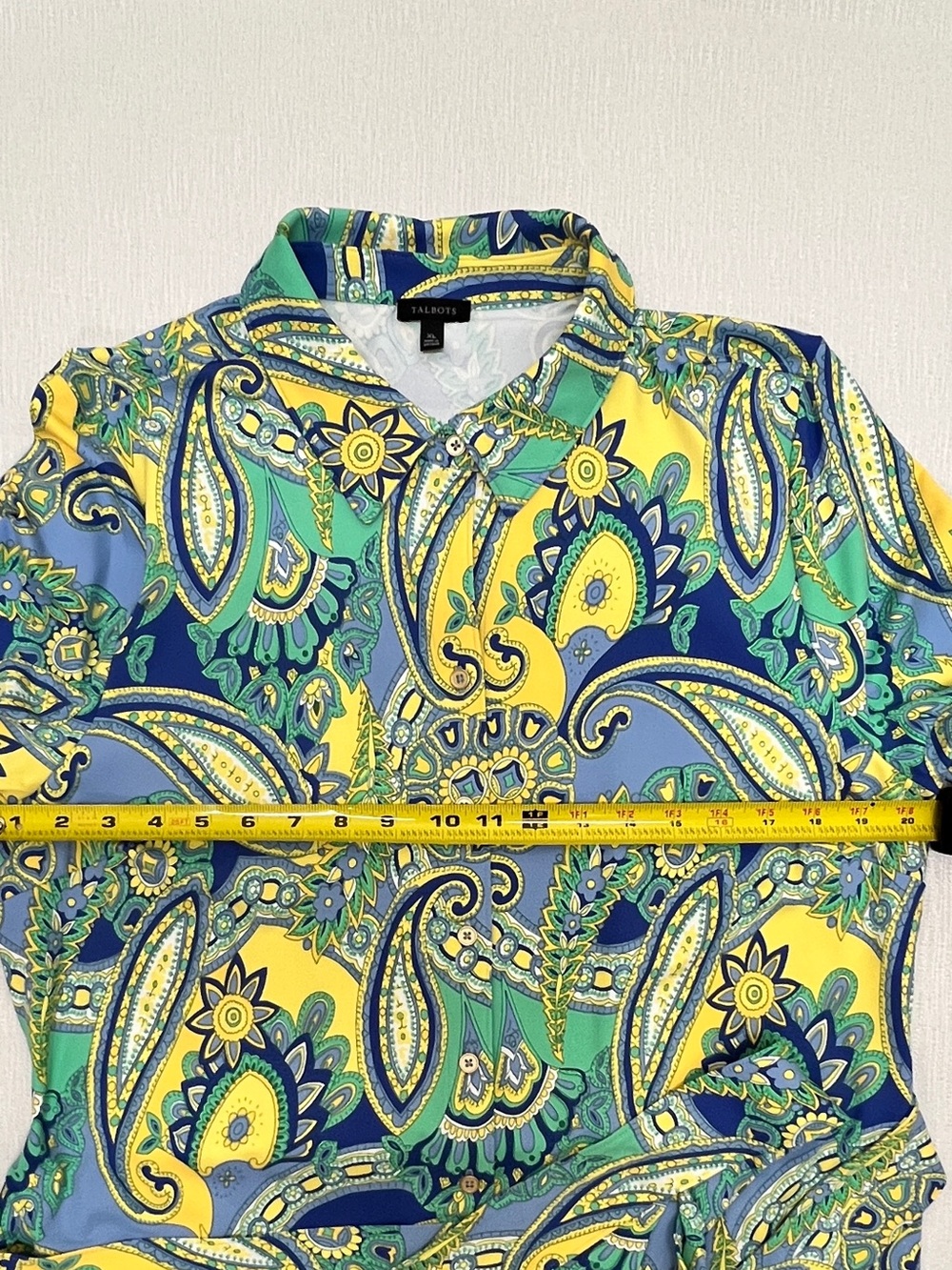 Talbots Paisley Shirt Dress in Blue, Yellow & Green - Picture 5 of 10